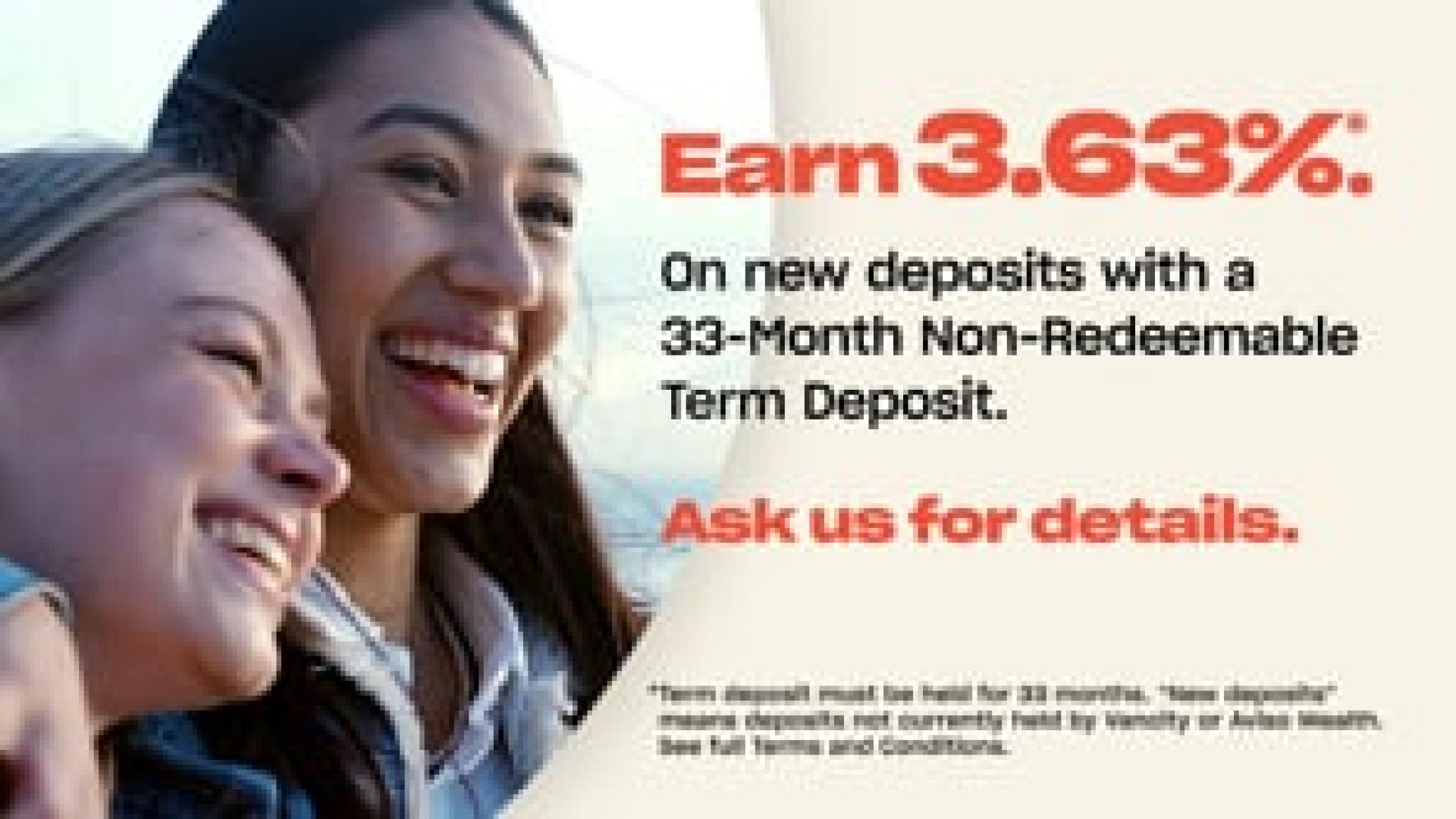 Preview image for the video "Vancity - 33-Month Term Deposit promotion in-branch digital display (no audio)".