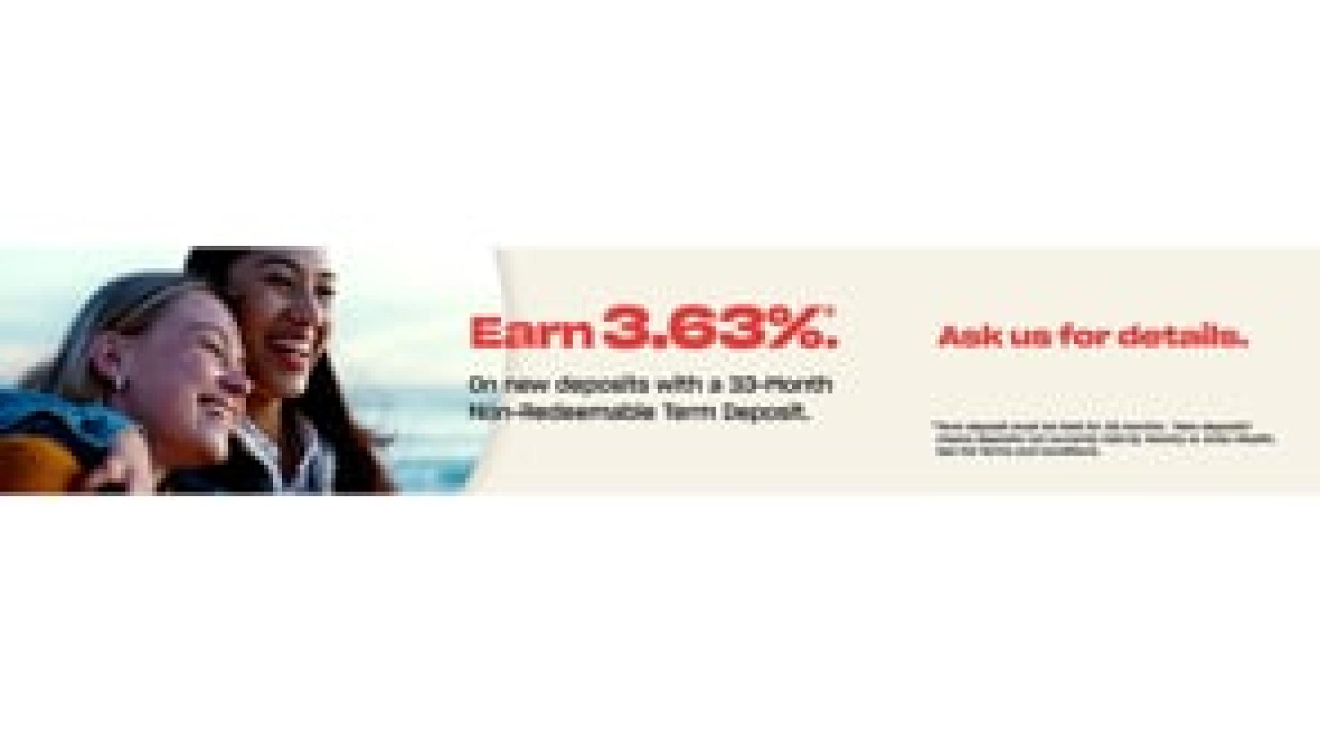 Preview image for the video "Vancity - 33-Month Term Deposit promotion in-branch digital 3-screen display (no audio)".